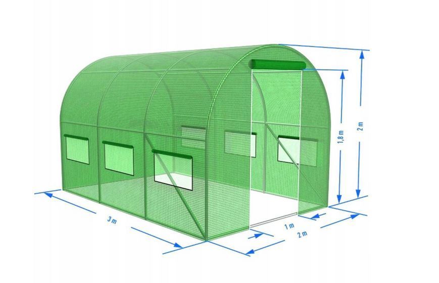 Теплиця садова Holla Garden 6 м&sup2; (3x2x2 м), міцний дачний парник із оцинкованого металу та ПЕ-плівки, Польща P0021(7) фото